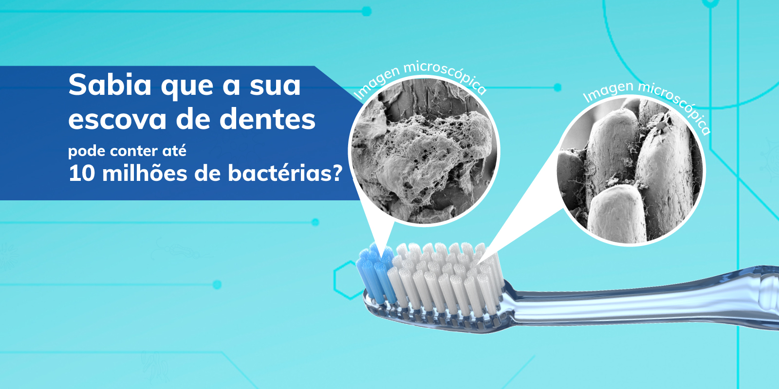 imagem de escova de dentes com bactérias